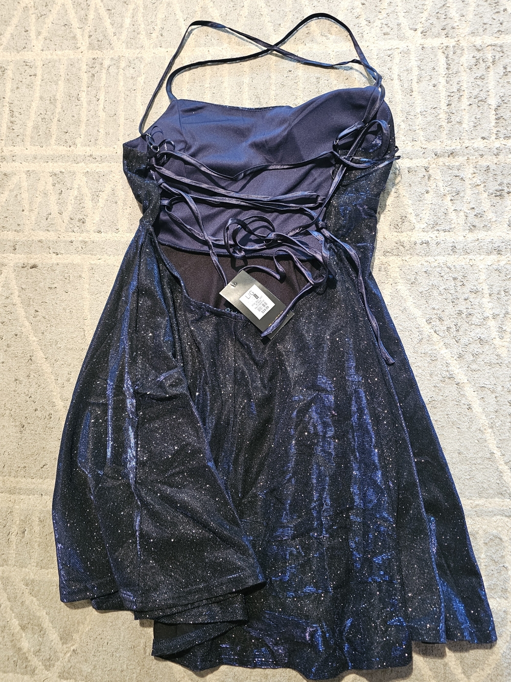 🔥 Bundle 3/15💲🔥Urban Heritage Navy Blue Sparkle Strapless Skater Dress